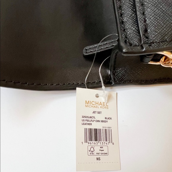 Michael Kors Jet Set Large Flap Shoulder Crossbody Bag Black - Picture 10 of 11